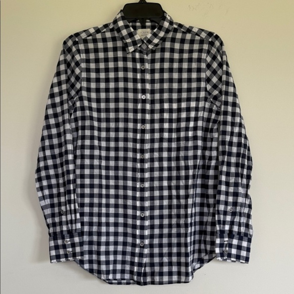 J. Crew Navy and White Plaid Men's Shirt